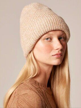 J.Crew Camel Ribbed Beanie Supersoft Alpaca Wool Blend One Size New